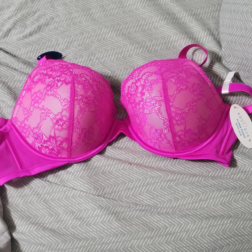Pink lace bra
